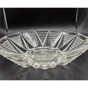 Vtg Anchor Hocking 158 Clear 12 Sided Pressed Glass Candy Trinket Dish Geometric